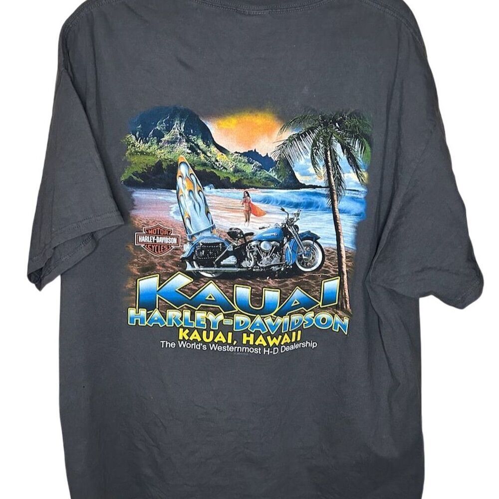 Harley-Davidson Kauai Hawaii Men's XL Gray Graphic T-Shirt Short Sleeve